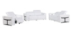 Three Piece White Italian Leather Six Person Seating Set