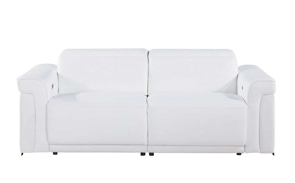 Three Piece White Italian Leather Six Person Seating Set