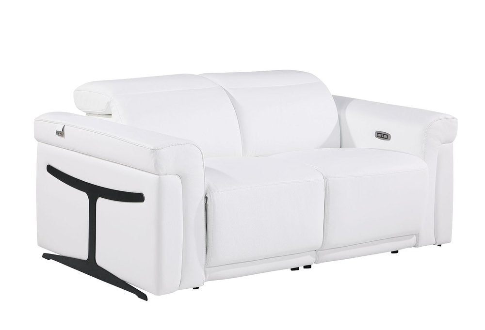 Three Piece White Italian Leather Six Person Seating Set