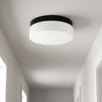 11" Black Metal And Glass Flush Mount Ceiling Light