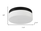11" Black Metal And Glass Flush Mount Ceiling Light