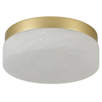 11" Black Metal And Frosted Glass Flush Mount Ceiling Light