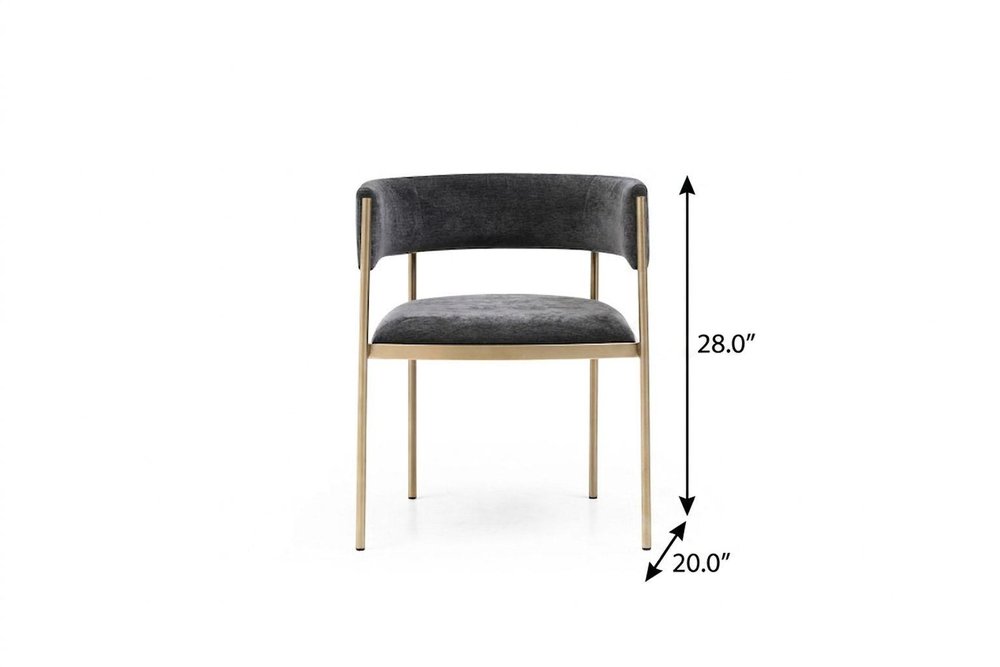 Set of Two Light Gray and Black Fabric and Steel Open Back Dining Arm Chairs