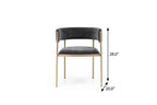 Set of Two Light Gray and Black Fabric and Steel Open Back Dining Arm Chairs