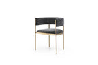 Set of Two Light Gray and Black Fabric and Steel Open Back Dining Arm Chairs