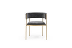 Set of Two Light Gray and Black Fabric and Steel Open Back Dining Arm Chairs