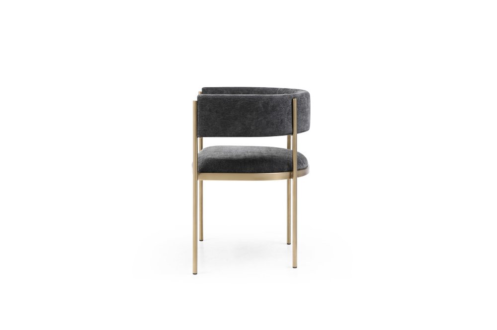 Set of Two Light Gray and Black Fabric and Steel Open Back Dining Arm Chairs