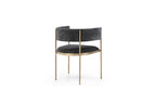 Set of Two Light Gray and Black Fabric and Steel Open Back Dining Arm Chairs