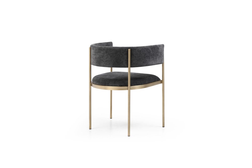 Set of Two Light Gray and Black Fabric and Steel Open Back Dining Arm Chairs