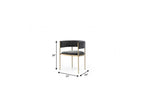 Set of Two Light Gray and Black Fabric and Steel Open Back Dining Arm Chairs