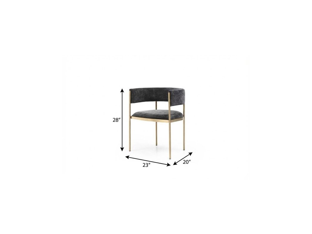 Set of Two Light Gray and Black Fabric and Steel Open Back Dining Arm Chairs