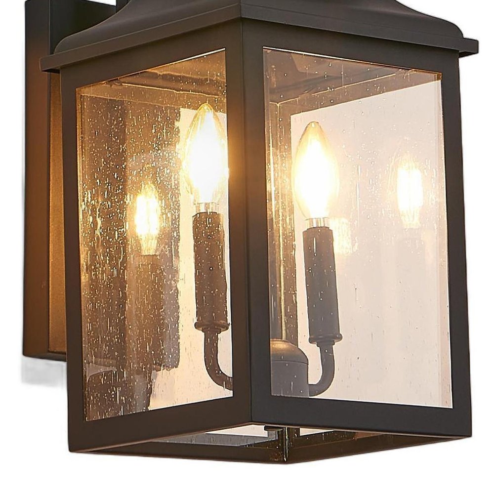 Black Two Light Transparent Outdoor Hanging Lights With Clear Shades