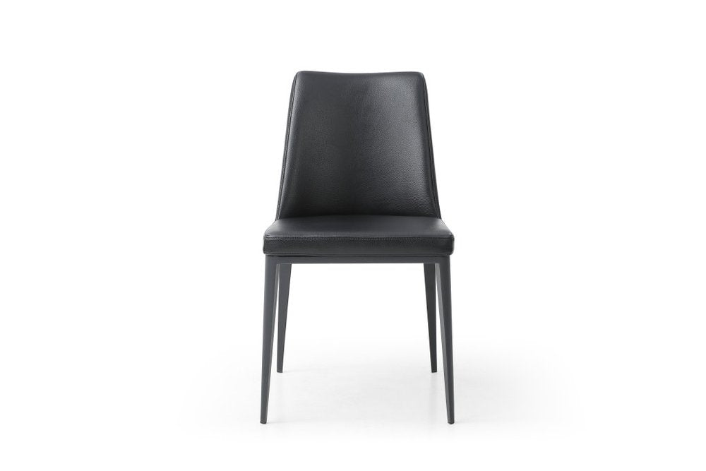 Black Faux Leather And Metal Dining Parsons Chair