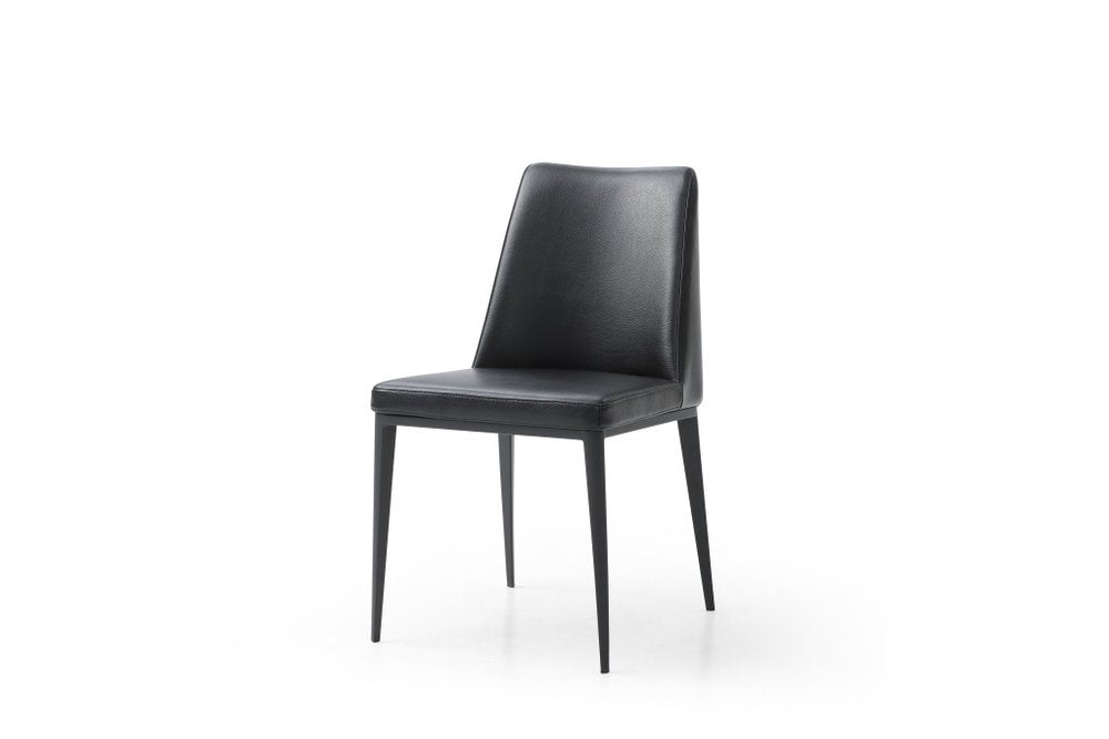Black Faux Leather And Metal Dining Parsons Chair