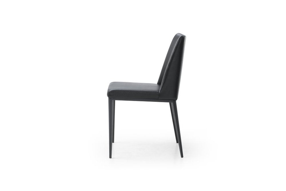 Black Faux Leather And Metal Dining Parsons Chair