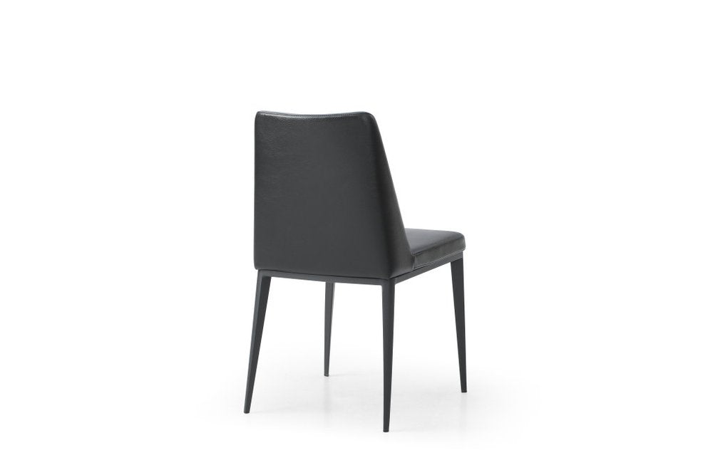 Black Faux Leather And Metal Dining Parsons Chair