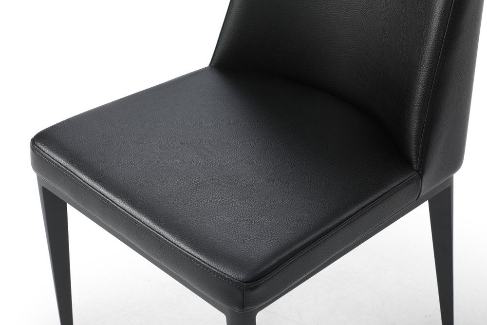 Black Faux Leather And Metal Dining Parsons Chair