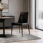 Black Faux Leather And Metal Dining Parsons Chair