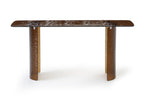 63" Bronze Glass Double Pedestal Console Table