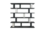 71" Black And White Wood And Faux Marble Five Tier Geometric Bookcase