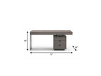 71" Gray Wood and Stainless Steel Computer Desk With Five Drawers