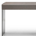 71" Gray Wood and Stainless Steel Computer Desk With Five Drawers