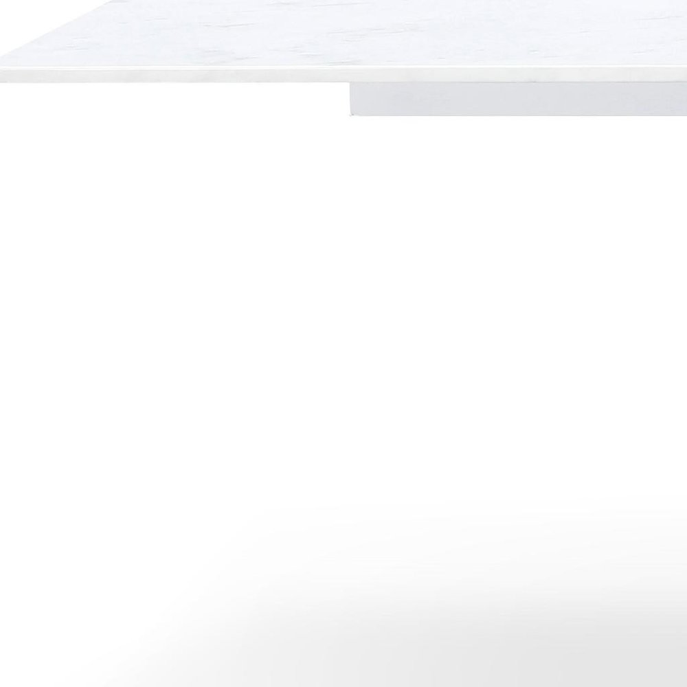 120" White Marble Double Pedestal Base Dining Table