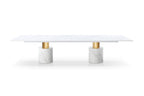 180" White Marble Double Pedestal Base Dining Table