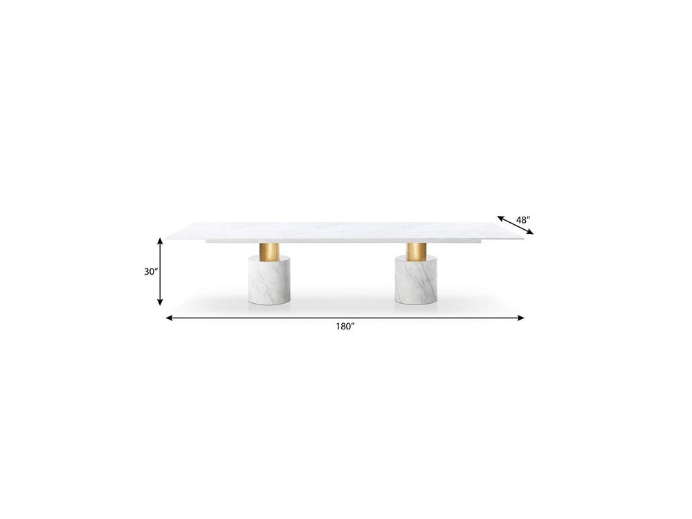 180" White Marble Double Pedestal Base Dining Table