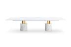 180" White Marble Double Pedestal Base Dining Table
