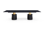 180" Black Marble Double Pedestal Base Dining Table