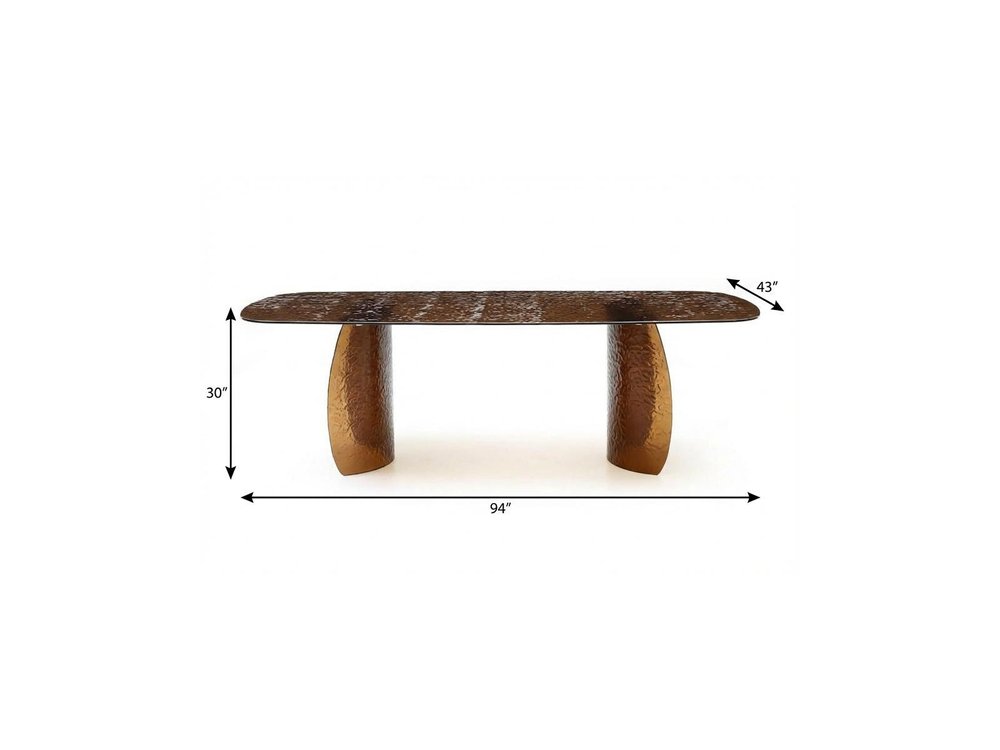 94" Bronze Glass Double Pedestal Base Dining Table
