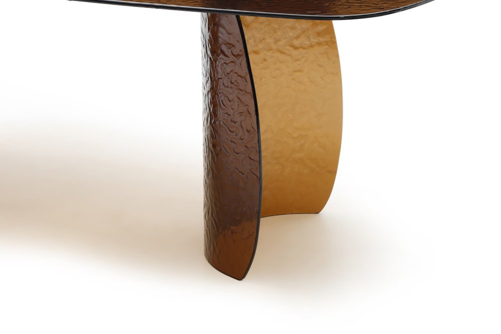 94" Bronze Glass Double Pedestal Base Dining Table