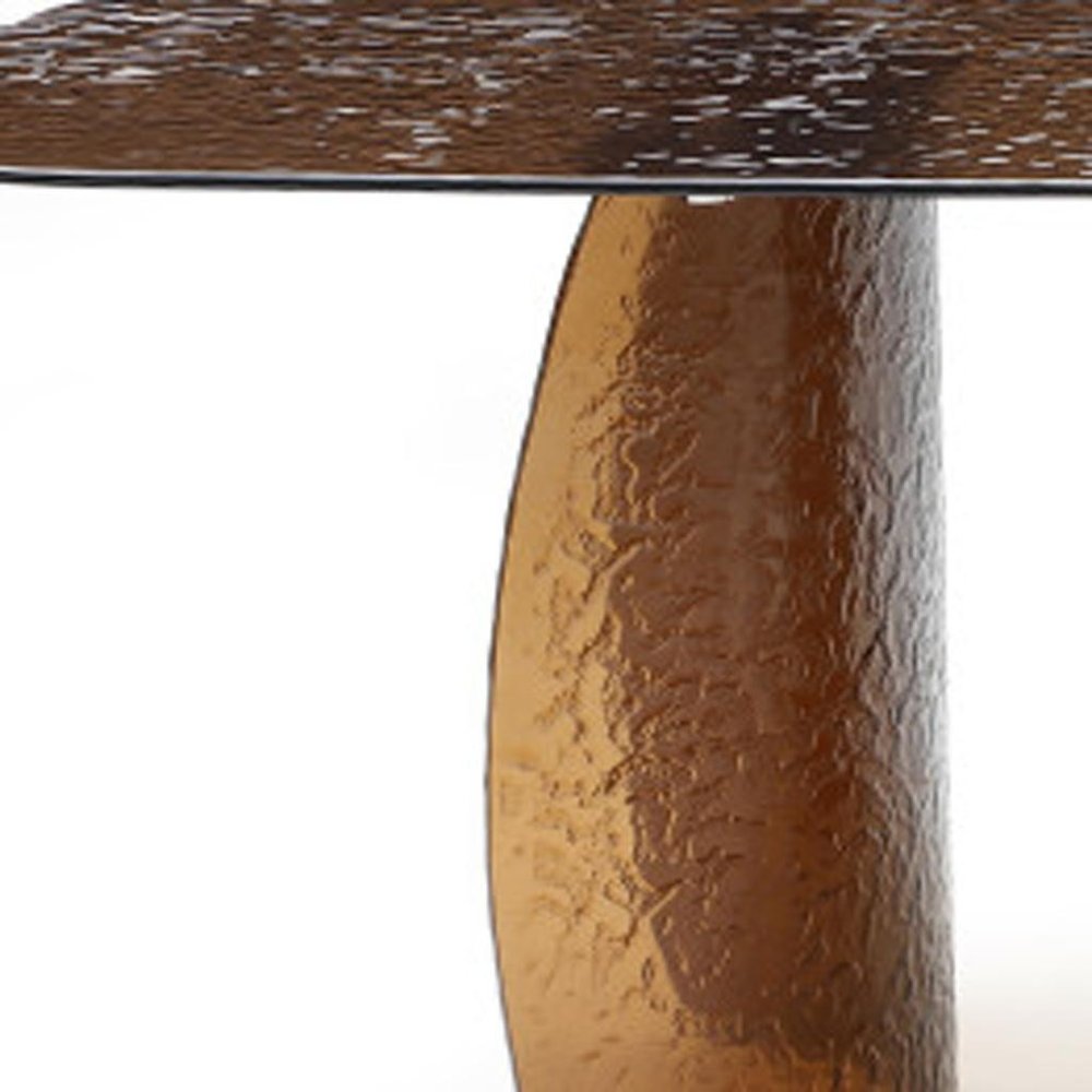 94" Bronze Glass Double Pedestal Base Dining Table