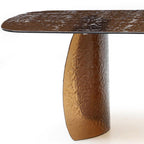 94" Bronze Glass Double Pedestal Base Dining Table
