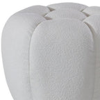 19" White Tufted Boucle Round Ottoman