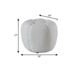 19" White Tufted Boucle Round Ottoman