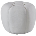 19" White Tufted Boucle Round Ottoman