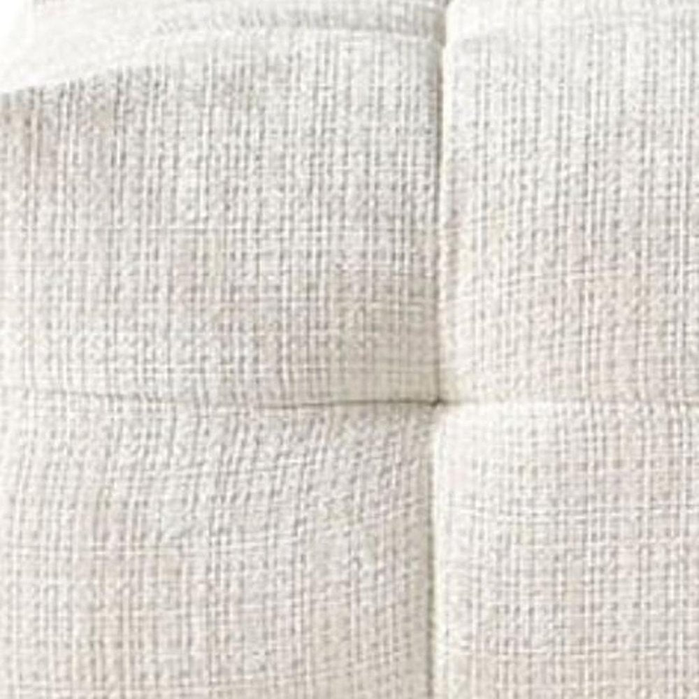 36" Beige and Black Chenille Tufted Pouf Ottoman