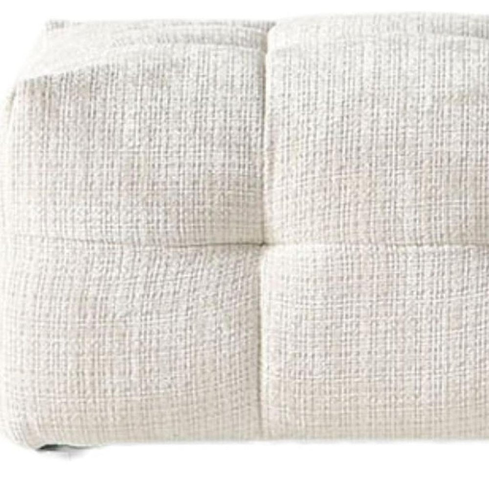 36" Beige and Black Chenille Tufted Pouf Ottoman