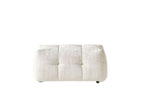 36" Beige and Black Chenille Tufted Pouf Ottoman