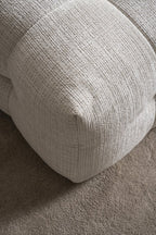 36" Beige and Black Chenille Tufted Pouf Ottoman