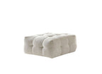 36" Beige and Black Chenille Tufted Pouf Ottoman