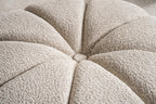 32" Taupe Tufted Boucle Tufted Round Ottoman