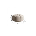 32" Taupe Tufted Boucle Tufted Round Ottoman