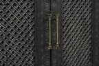 111" Black Distressed Solid Wood Carved Floral Sideboard With Six Doors