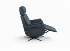 28" Blue Genuine Leather Power Swivel Recliner