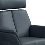 28" Blue Genuine Leather Power Swivel Recliner
