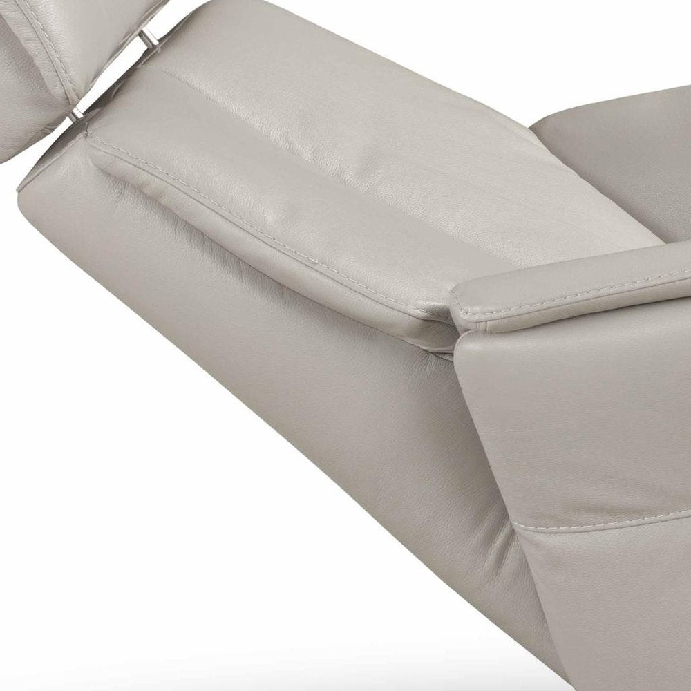 28" Light Gray Genuine Leather Power Swivel Recliner