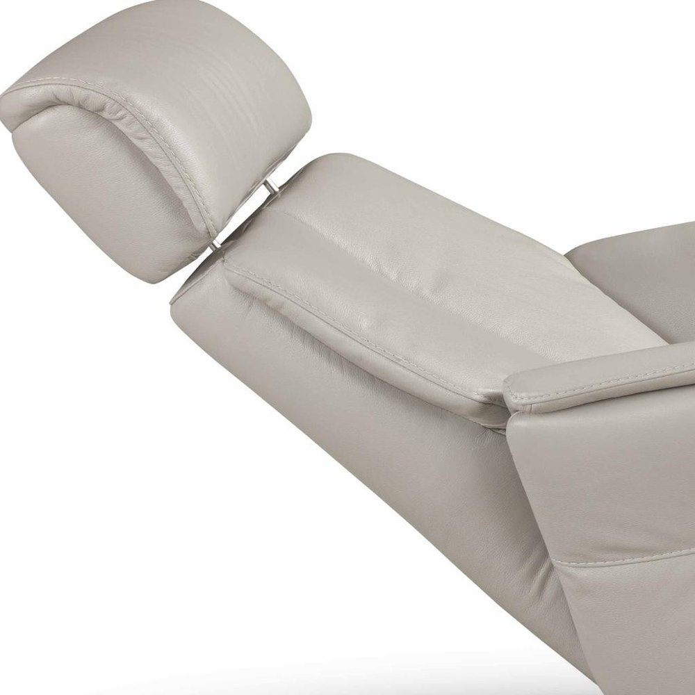 28" Light Gray Genuine Leather Power Swivel Recliner